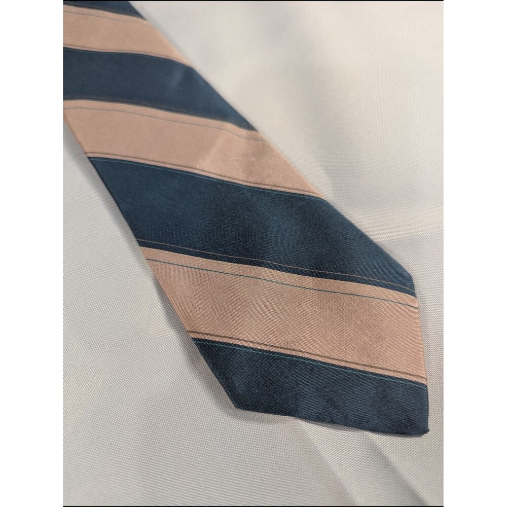 Vintage Christian Dior Silk Tie | Navy & Blush Regimental Stripe | Made in USA